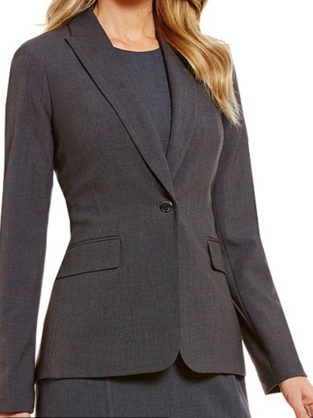 Calvin Klein Charcoal Gray Single-Button Tailored Blazer